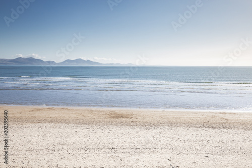 Empty Beach of Welsh Coast on Bright Sunny Day
