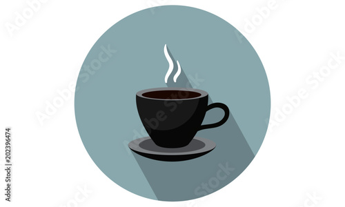 cup with saucer - steaming - vector illustration for food web and app
