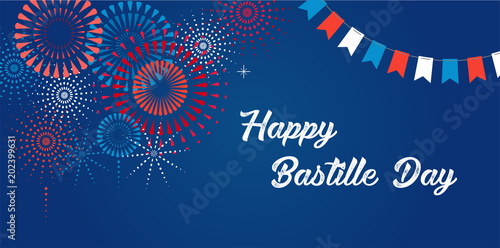 Happy Bastille Day, the French National Day poster and concept design photo