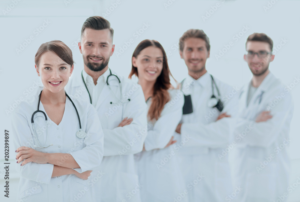 portrait of a successful group of doctors interns. portrait of a successful group of doctors interns.