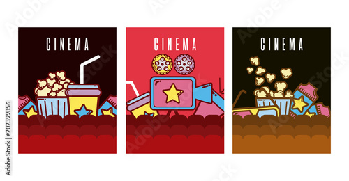 Set of cimena cards cartoons