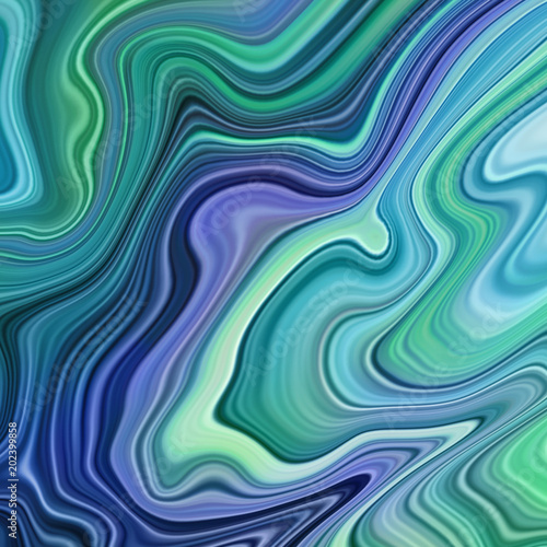 abstract background, blue green palette, vivid fluid art, marbling texture, agate wallpaper, wavy lines, liquid ripples, digital illustration © wacomka