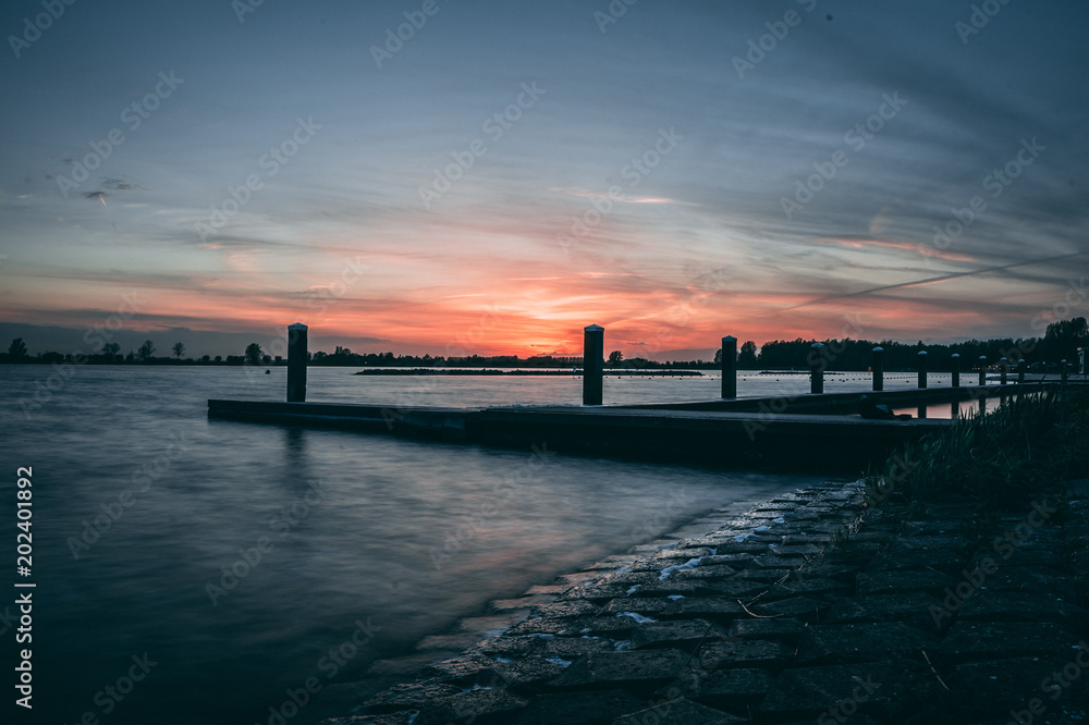 Sunset near the lake, Netherlands