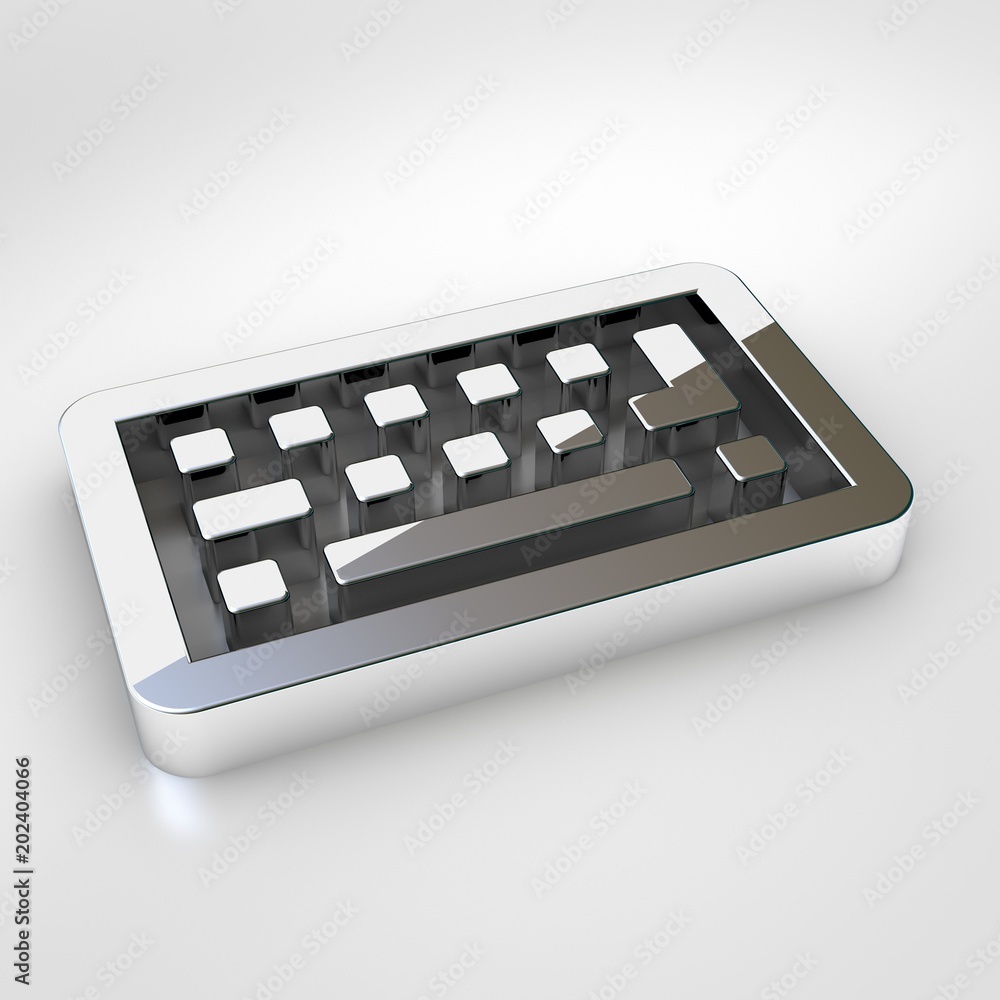 Chrome keyboard icon isolated on white background. Chrome keyboard icon isolated on white background.