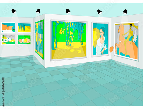 Realistic painting in museum of fine art background