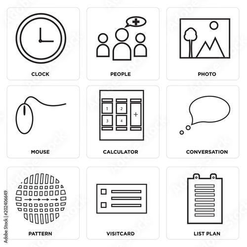 Set Of 9 simple editable icons