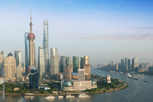 Shanghai skyline city scape, Shanghai luajiazui finance and business district trade zone skyline, Shanghai China