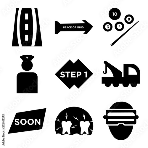 Set Of 9 simple editable icons