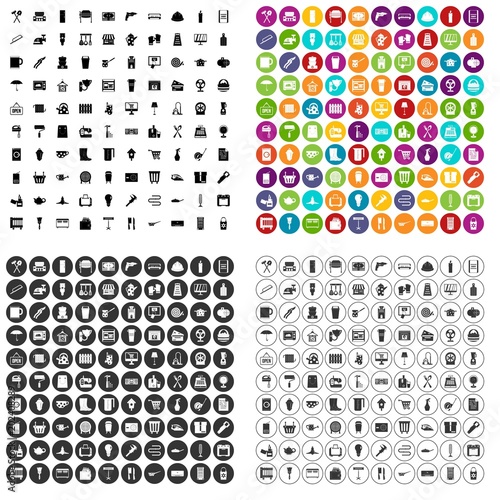 100 hardware store icons set vector in 4 variant for any web design isolated on white