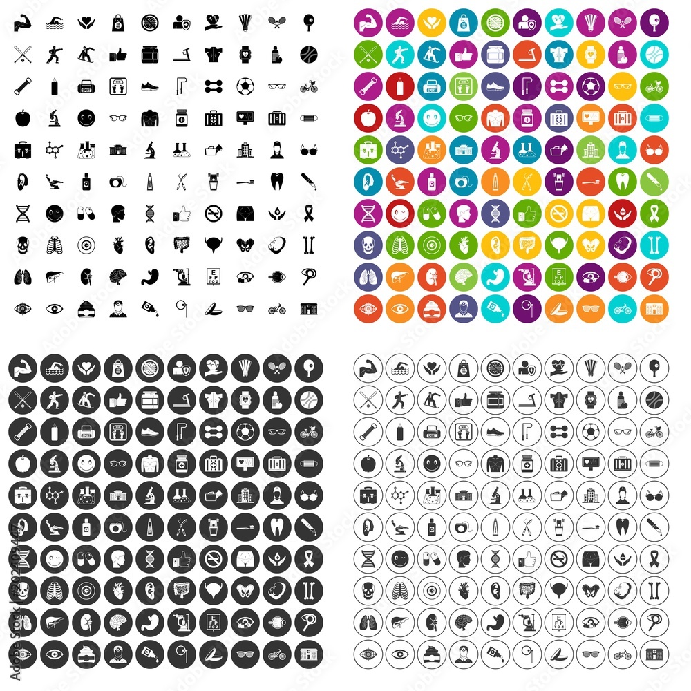 100 health icons set vector in 4 variant for any web design isolated on white 100 health icons set vector in 4 variant for any web design isolated on white
