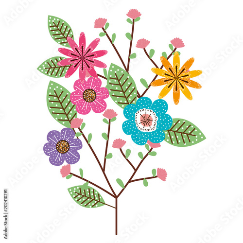 Fototapeta Naklejka Na Ścianę i Meble -  flowers and leafs garden decorative vector illustration design