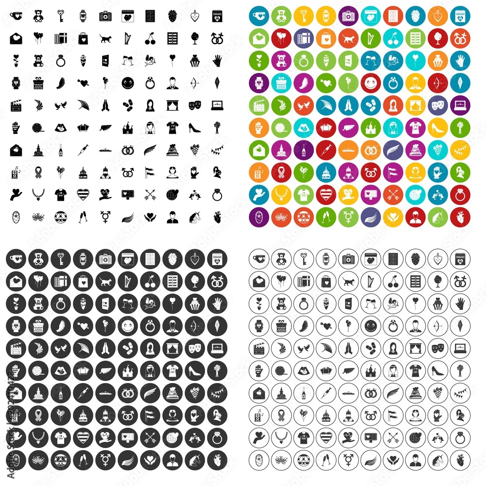 100 heart icons set vector in 4 variant for any web design isolated on white 100 heart icons set vector in 4 variant for any web design isolated on white