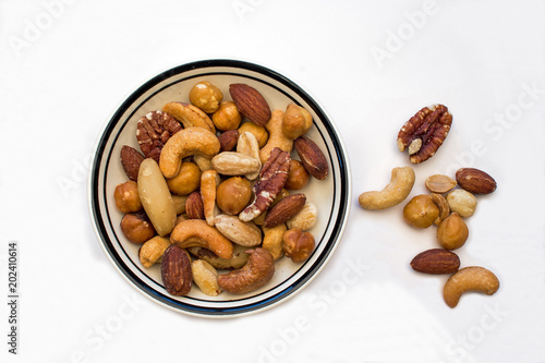 Bowl of Mixed Nuts on a White Background