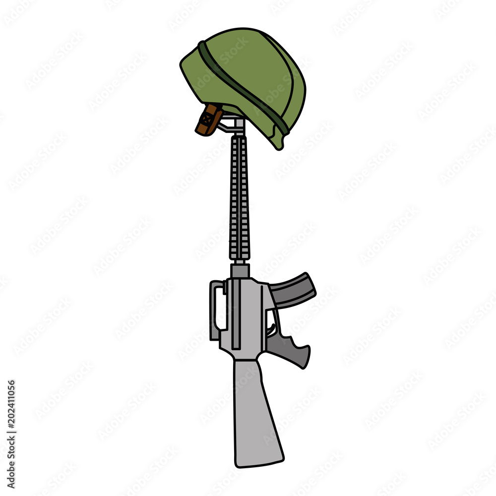 Fotografie rifle war with helmet vector illustration design