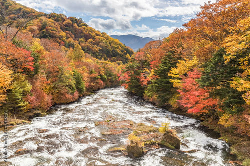 Ryuzu fall at Nikko national park in autumn