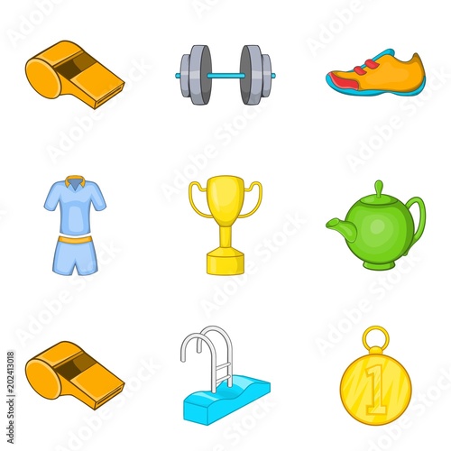 Health affluence icons set. Cartoon set of 9 health affluencee vector icons for web isolated on white background