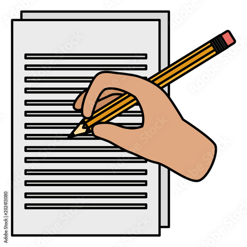hand writing with pencil in paper vector illustration design