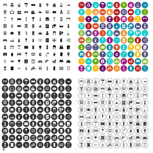 100 home icons set vector in 4 variant for any web design isolated on white