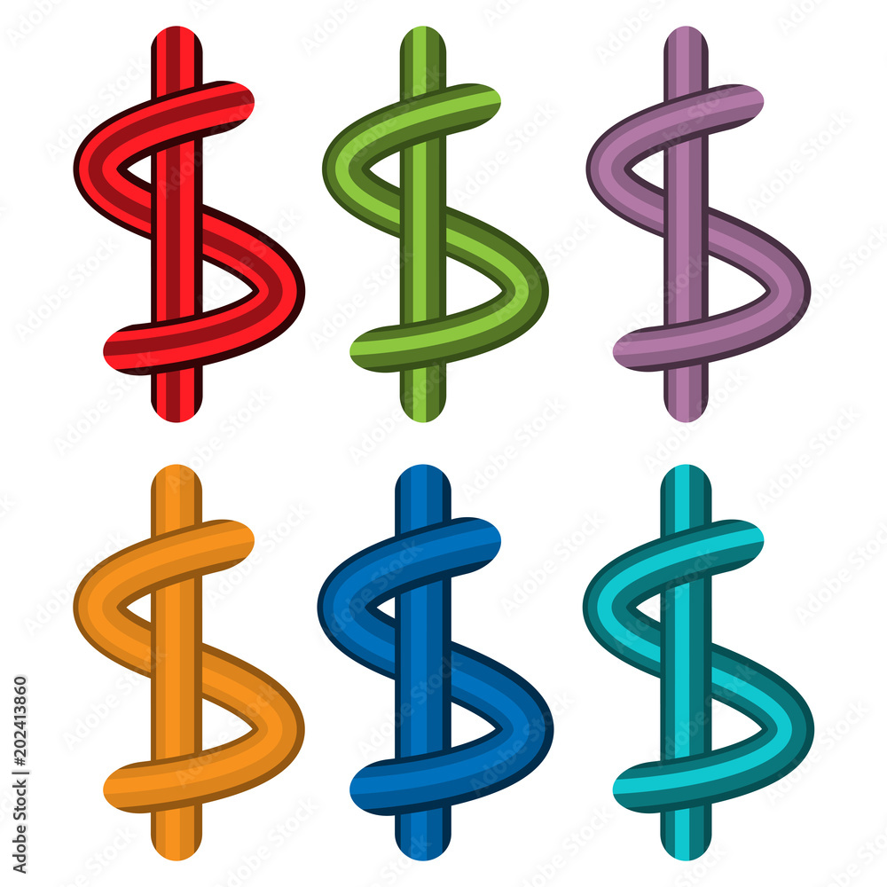 Fotografie Colorful dollar set icons. Flat design.