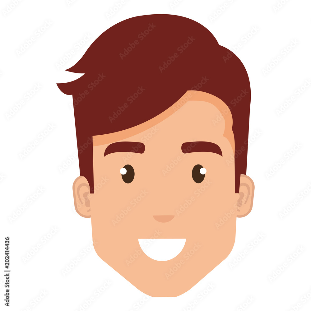 young man head avatar character vector illustration design