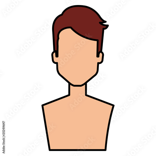 young man shirtless avatar character vector illustration design