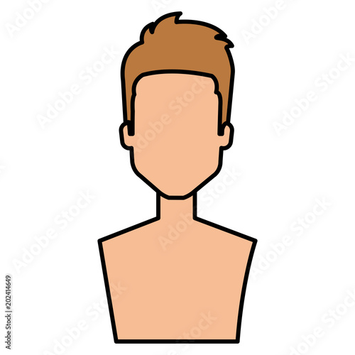 young man shirtless avatar character vector illustration design