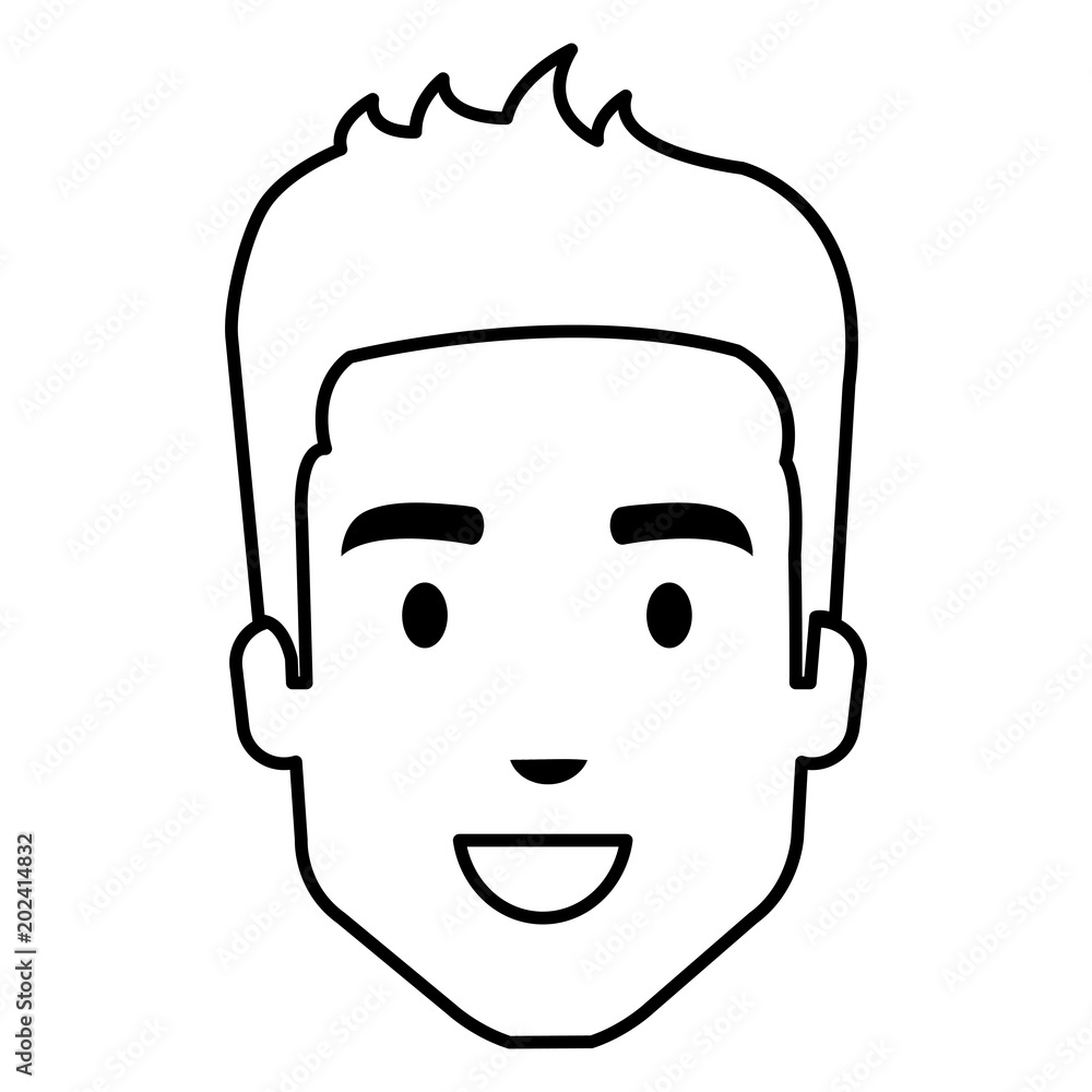 young man head avatar character vector illustration design