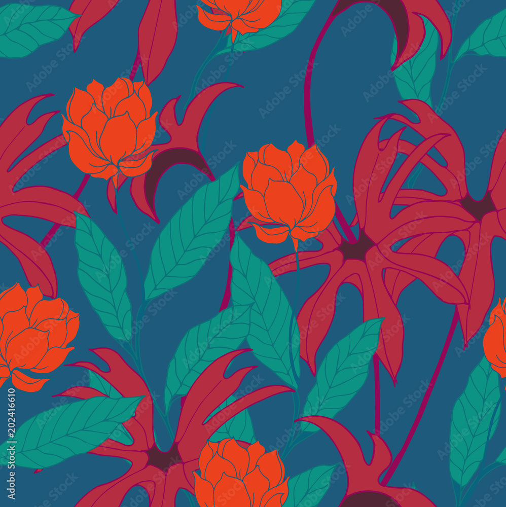 Abstract elegance seamless pattern with floral background. Abstract elegance seamless pattern with floral background.