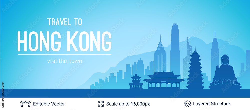 Fototapeta premium Hong Kong famous city scape.