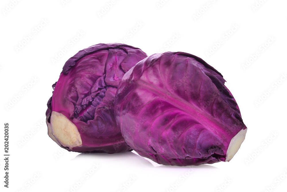 two whole red cabbage vegetable isolated on white background two whole red cabbage vegetable isolated on white background