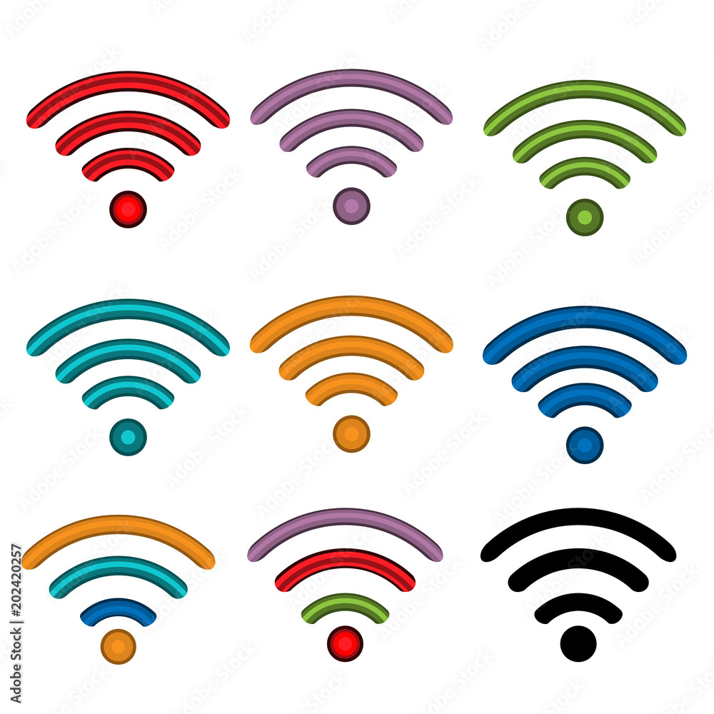 Set of WiFi icons, stock illustration Set of WiFi icons, stock illustration