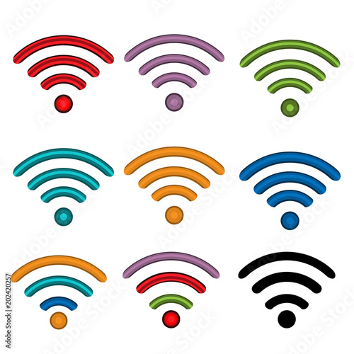 Set of WiFi icons, stock illustration
