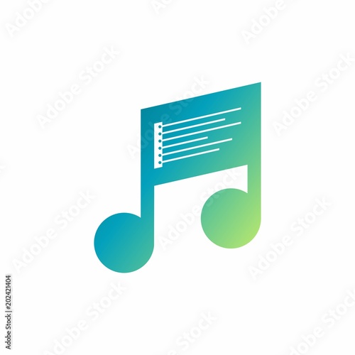 gradient music note guitar logo icon design