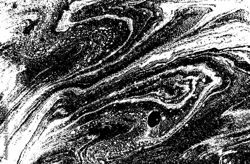 Black and white liquid texture. Hand drawn marbling illustration. Abstract vector background. Monochrome marble pattern.