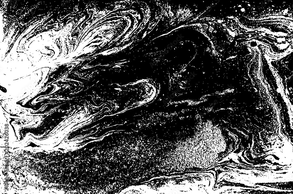 Black and white liquid texture. Hand drawn marbling illustration. Abstract vector background. Monochrome marble pattern. Black and white liquid texture. Hand drawn marbling illustration. Abstract vector background. Monochrome marble pattern.