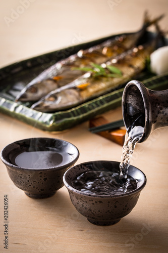 日本酒と秋刀魚