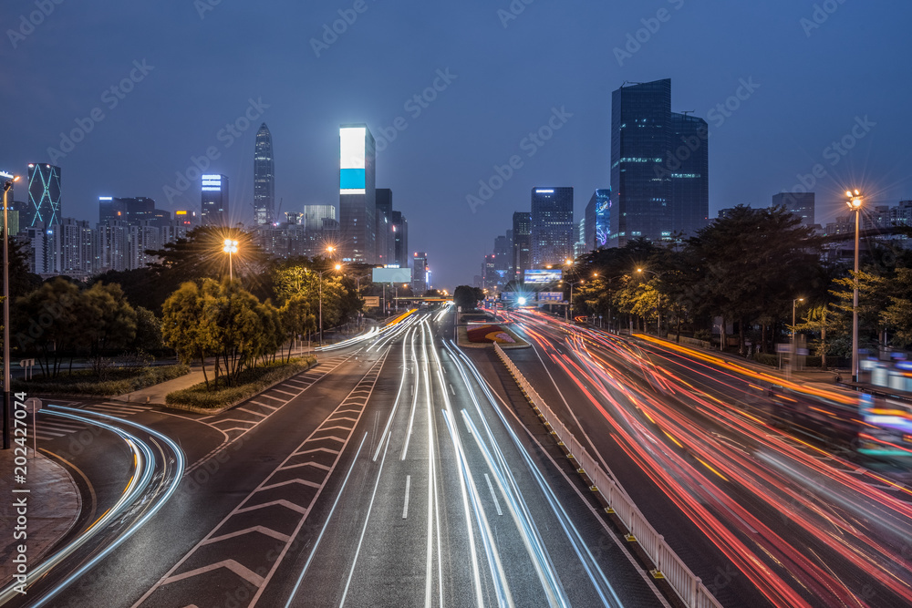 Fototapeta premium urban traffic with cityscape in city of China.