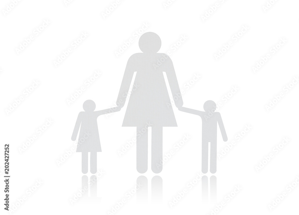 Paper cut of family isolated on white background Paper cut of family isolated on white background