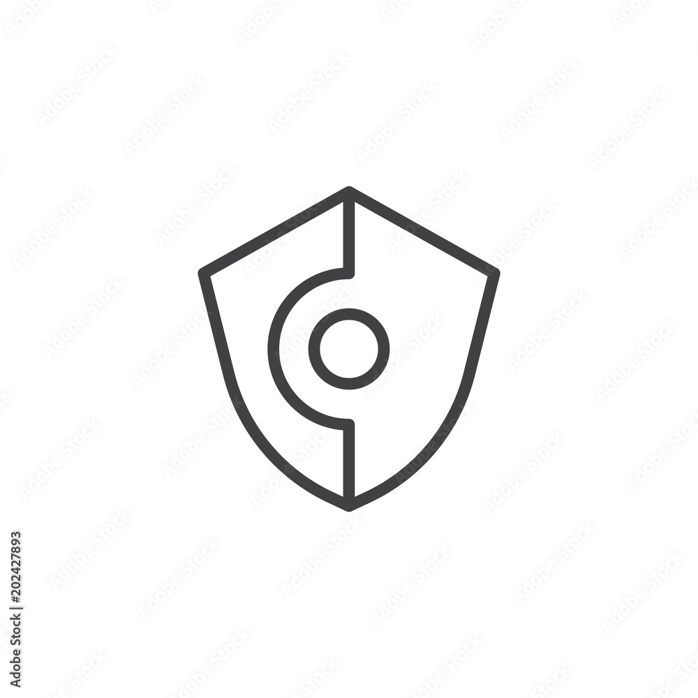 Shield outline icon. linear style sign for mobile concept and web design. Security simple line vector icon. Protection symbol, logo illustration. Pixel perfect vector graphics