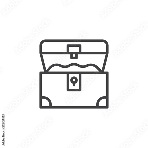 Opened treasure chest outline icon. linear style sign for mobile concept and web design. Pirates chest simple line vector icon. Symbol, logo illustration. Pixel perfect vector graphics