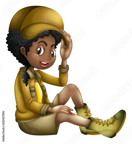 Safari Girl on White Background
