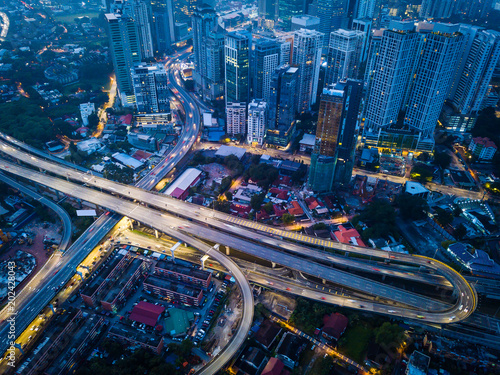 Aerial view of beautiful Kuala Lumpur city  early morning scene .