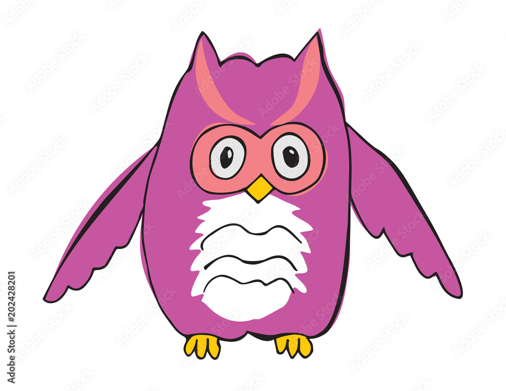 Vector cartoon animal. Sweet little owl.
