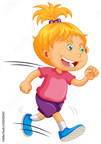 A Kid Running on White Background