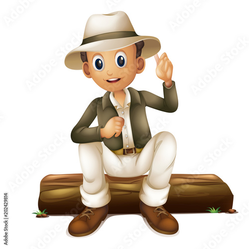 Hiker Taking a Rest on Log