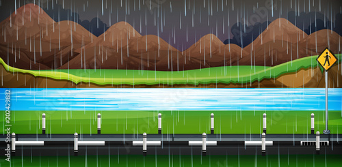 Raining at Night Road Side