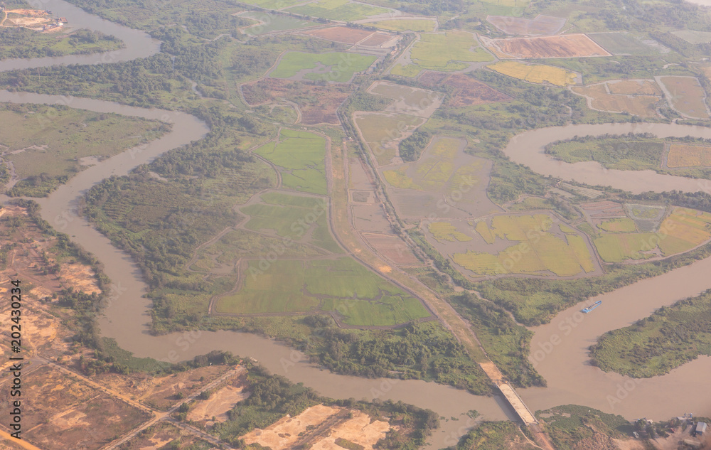 High angle view of a river in Vietnam High angle view of a river in Vietnam