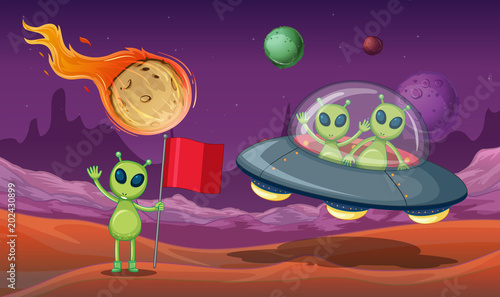 Aliens UFO in the Galaxy