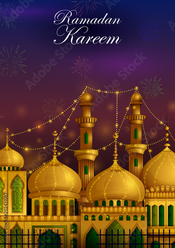 Wallpaper Mural Decorated mosque in Eid Mubarak (Happy Eid) Ramadan background Torontodigital.ca