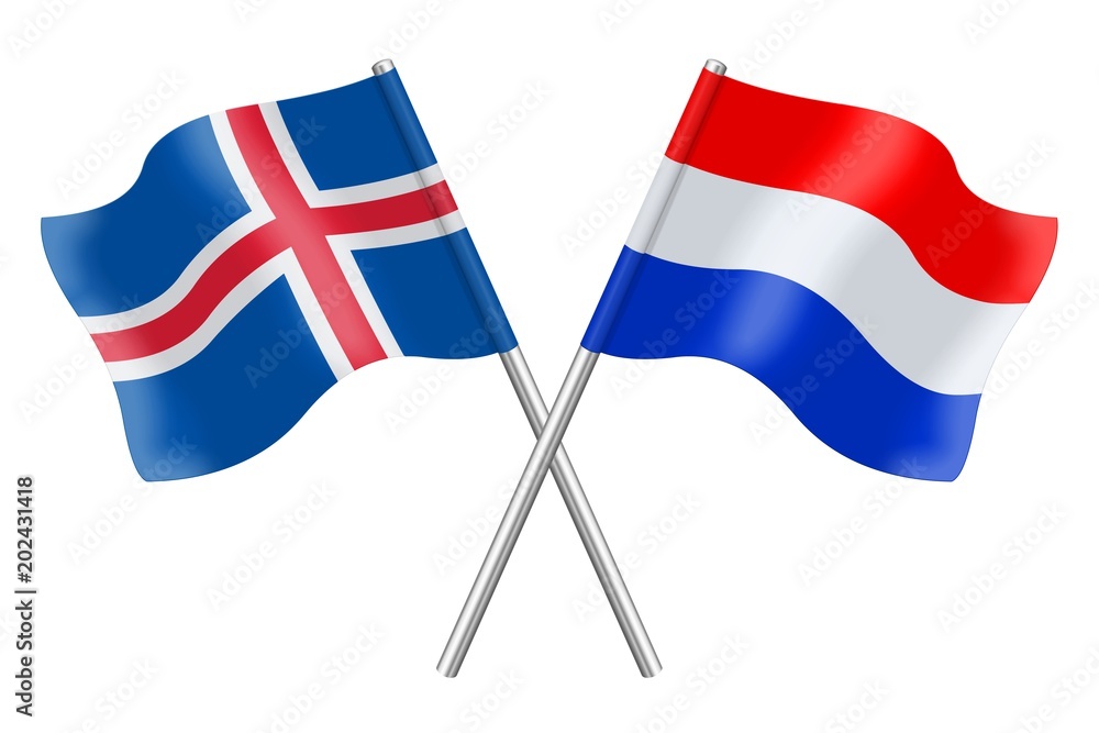 Fototapeta premium Flags. Iceland and Netherlands